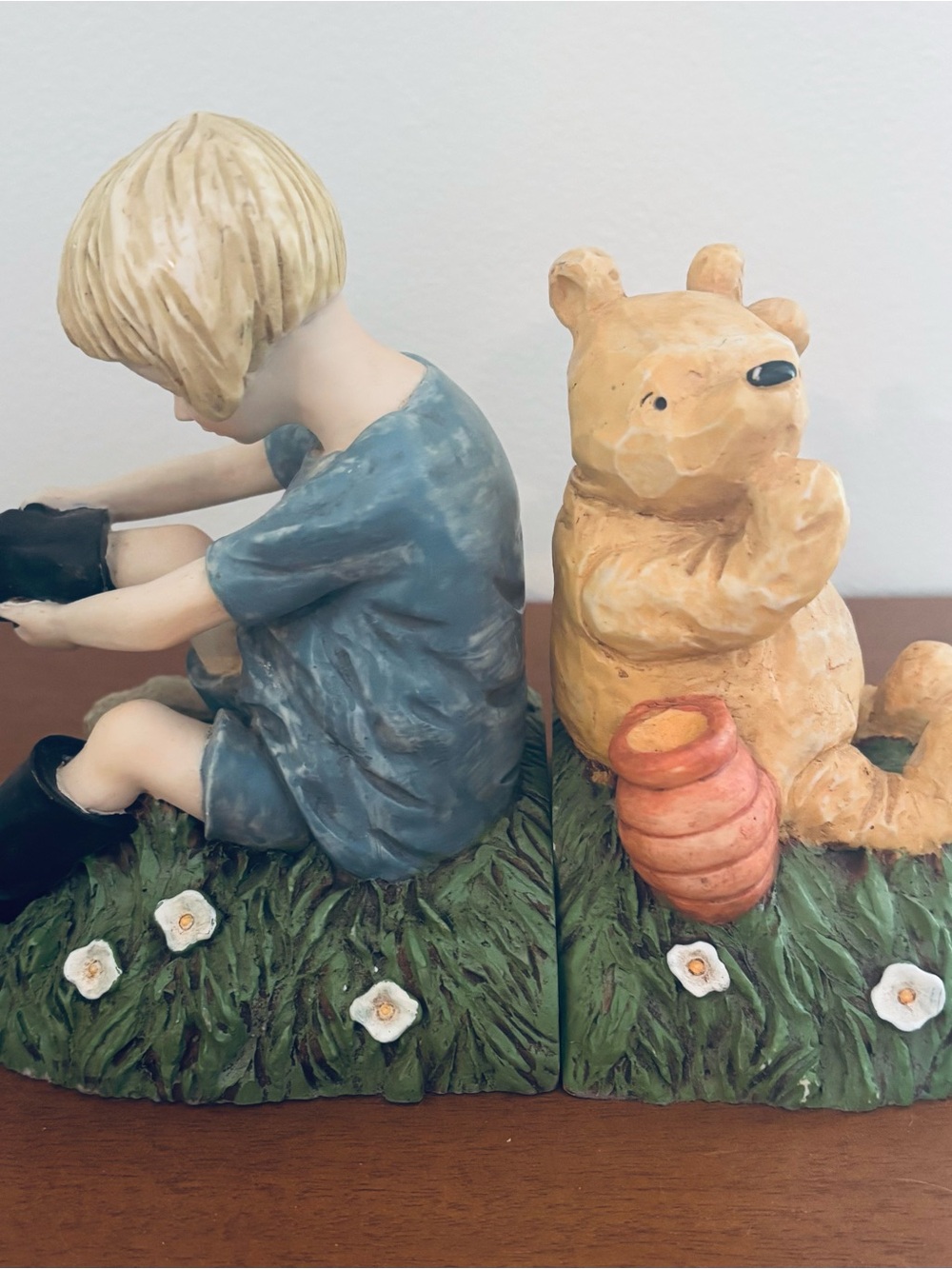 Winnie-the-Pooh and Child Decorative Bookends - Yellow and Blue - Picture 2 of 5